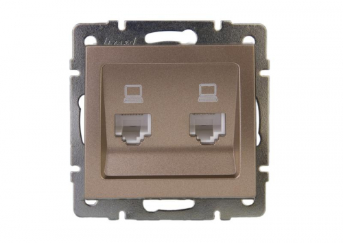 Механизм розетки компьютерной RJ45 2-м Рейн матов. бронз. LEZARD 703-3188-141
