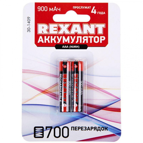 Аккумулятор AAA 1.2В 900мА.ч (блист.2шт) Rexant 30-1409 фото 2