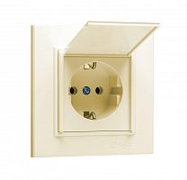 Розетка с/з и крышкой (Керамика) СП Karea 16А IP20 крем. Makel 56010009