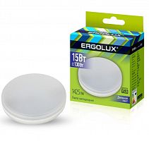 Лампа светодиодная LED-GX53-15W-GX53-6K 15Вт таблетка 6500К холод. бел. GX53 220-240В Ergolux 14240