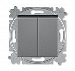Выключатель кнопочный 2-кл. СП Levit IP20 сталь/дым. черн. ABB 2CHH598745A6069