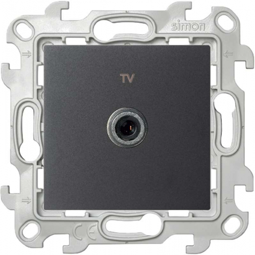 Розетка телевизионная проходная TV СП Simon 24 IP20 механизм графит Simon 2410475-038