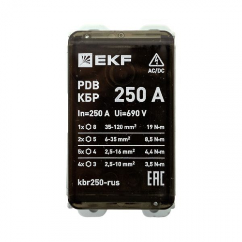 Блок распределительный клеммный КБР 250А EKF kbr250-rus фото 5