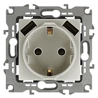 Розетка 16А 250В 2P+E с 2хUSB 5В-3А защ. шторки Эра12 перламутр 12-4109-15 ЭРА Б0047849