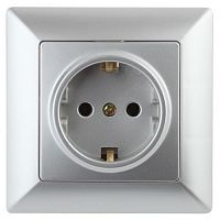 Розетка 1-м СП Solo 4-202-03 16А 250В IP20 2P+E Schuko с заземл. алюм. Intro Б0053651