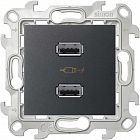 Розетка USB 2-м Simon 24 механизм графит Simon 2411096-038
