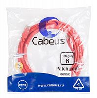 Патч-корд U/UTP кат.6 PC-UTP-RJ45-Cat.6-5m-RD 2xRJ45/8p8c неэкранир. PVC 5м красн. Cabeus 8695c