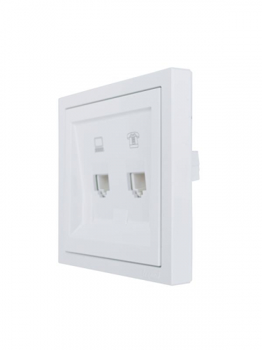 Розетка компьютерная + телефонная СП ZIMA IP20 механизм бел. LEZARD 704-0288-143 фото 2