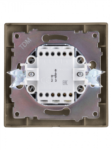 Выключатель на 2 направления 1 кл. 10А бронза "Лама" TDM фото 4