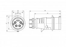 Вилка кабельная CP IP44 16А 3P+E+N 400В с фазоинвертером DKC CP654-016-40-RP