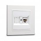 Розетка компютерная CAT5 + гнездо СП Karea IP20 бел. Makel 56001035