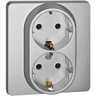 Розетка Inspiria 16А 250В 2х2P+E немецк. стандарт алюм. IEK 673752