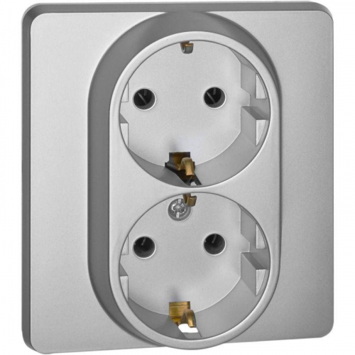 Розетка Inspiria 16А 250В 2х2P+E немецк. стандарт алюм. IEK 673752