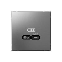 Розетка USB ArtGallery тип C 65Вт QC PD высокоскор. ЗУ механизм сталь SE GAL000927