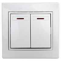 Выключатель 2-кл. СП Plano 10А IP20 1-105-01 250В с подсветкой бел. Intro Б0053773