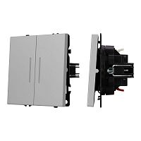 Механизм выключателя двухклавишный проходной LED SWT-NOBE-MKP2-SFPL-L-IS (230В 10А) никель Arlight 059415