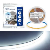 Лента светодиодная LS530 320SMD(2110) 10Вт/м 24В 5000х8х1.8мм IP20 6500К (уп.5м) FERON 48265
