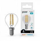 Лампа светодиодная филаментная Filament Elementary 12Вт шар 4100К Е14 750лм GAUSS 52122