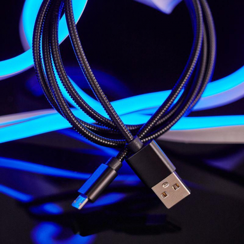 Кабель USB microUSB шнур в металлической оплетке серебристый Rexant 18-4241 фото 2