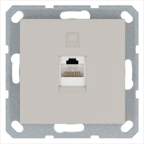 Розетка компьютерная 1-м RJ45 IP20 кат. 5E механизм тауп Jasmart G6105T