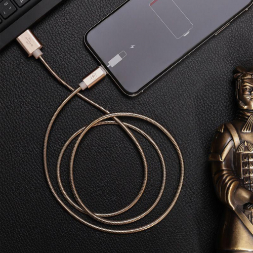 Кабель USB-Lightning для iPhone/metall/gold/1m/Rexant 18-4249