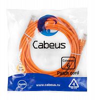 Патч-корд U/UTP кат.6 PC-UTP-RJ45-Cat.6-5m-OR 2xRJ45/8p8c неэкранир. PVC 5м оранж. Cabeus 8702c