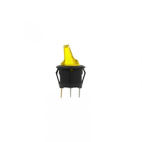 Выключатель клавишный круглый 12В 16А (3с) ON-OFF желт. с подсветкой (RWB-224 SС-214) Rexant 36-2592 фото 2