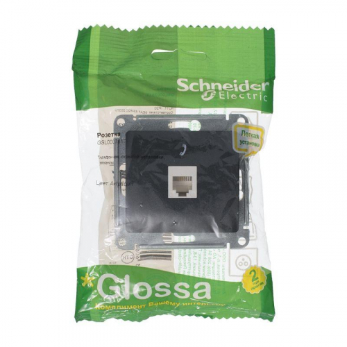 Розетка телефонная 1-м Glossa RJ11 механизм антрацит SE GSL000781T фото 2