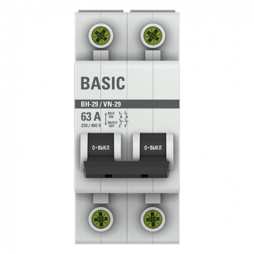 Выключатель нагрузки 2п 63А ВН-29 Basic EKF SL29-2-63-bas фото 2