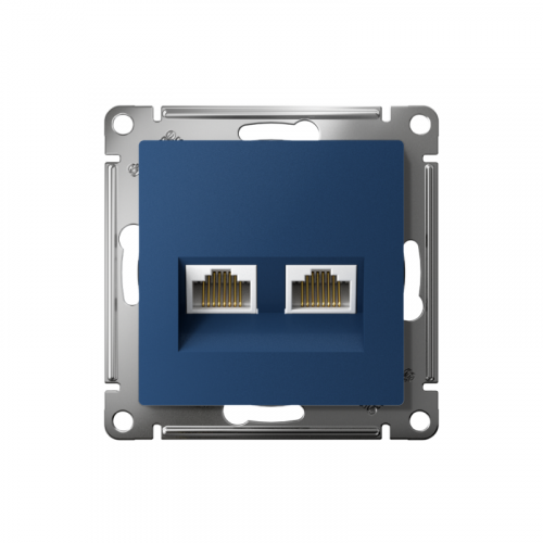 Розетка компьютерная 2-м AtlasDesign RJ45+RJ45 кат.5E механизм аквамарин SE ATN001185 фото 2
