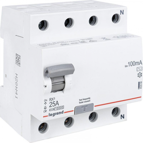 Выключатель дифференциального тока (УЗО) 4п 25А 100мА тип AC RX3 Leg 402066 фото 3