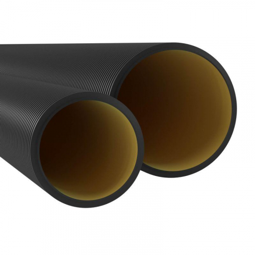 Труба гофрированная двустенная ПНД жесткая d200мм с муфтой для кабельной канализации SN6 450Н черн. (дл.5.70м) DKC 160920A-6K57 фото 2