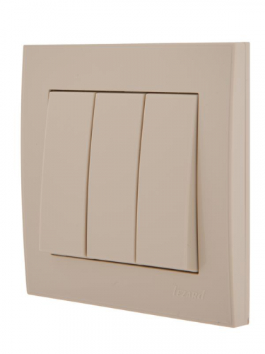 Выключатель 3-кл. СП Rain IP20 крем. LEZARD 703-0303-109 фото 4