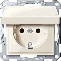 Механизм розетки СП Merten с защ. крышкой защ. шторки с заземл. IP44 беж. SchE MTN2310-0344