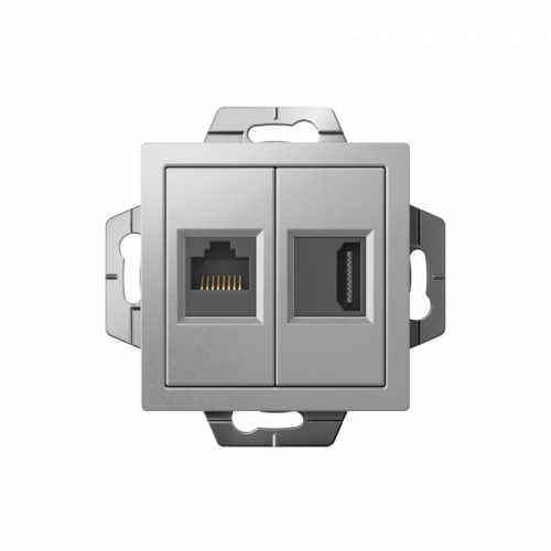 Розетка 2-м СП AtlasDesign HDMI + RJ45 кат.5E механизм алюм. SE ATN000382 фото 2