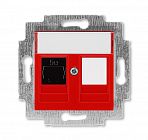 Розетка информационная Levit RJ45 кат. 5e и заглушка красн. ABB 2CHH295117A6065