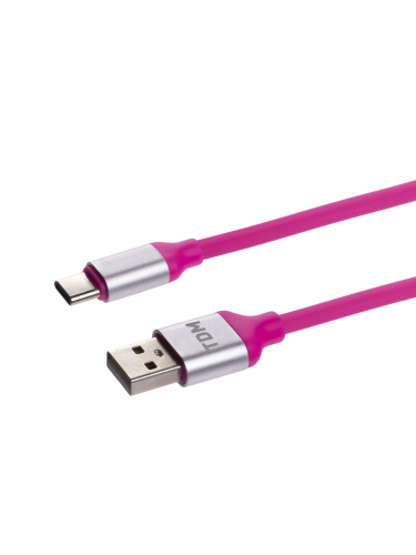Дата-кабель, ДК 20, USB - USB Type-C, 1 м, силиконовая оплетка, розовый, TDM фото 3