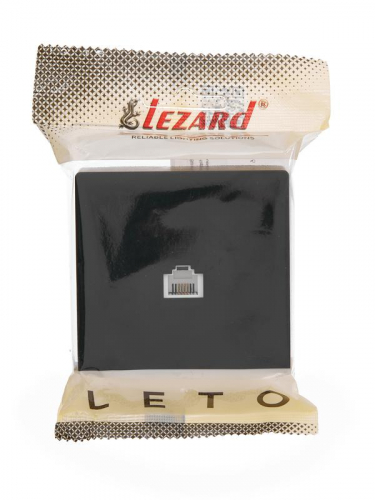 Розетка телефонная 1-м ОП LETO черн. бархат LEZARD 752-4200-137 фото 2