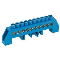 Шина &amp;quot;N&amp;quot; нулевая в комбинированном синем изоляторе на DIN-рейку 8х12мм 10 групп Rexant 11-2316