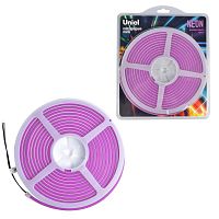Лента светодиодная гибкая ULS-N01-2835-120LED/m-6mm-IP67-DC12V-9W/m-5M-PURPLE NEON (блист. 5м) свет фиолет. Uniel UL-00009089
