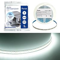 Лента светодиодная LS617 240SMD(2835)/м 19Вт/м 12В 5000х10х1.22мм 6500К IP20 (уп.5м) FERON 48828