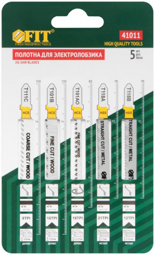 Набор полотен для электролобзика 5шт (T111C T101BR T101AO T118A T118B) FIT 41011 фото 2