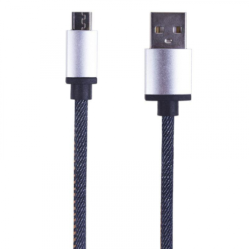Кабель USB microUSB шнур в джинс. оплетке Rexant 18-4242 фото 2