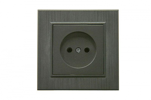 Розетка 1-м Karea LINE STAR без заземл. дым. металлик Makel 86050022