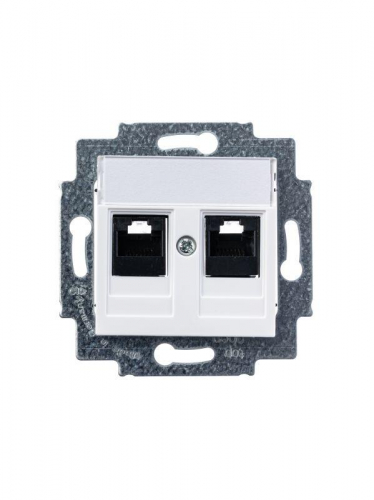 Розетка информационная Levit двойная 2хRJ45 кат. 5e бел. ABB 2CHH295118A6003 фото 2