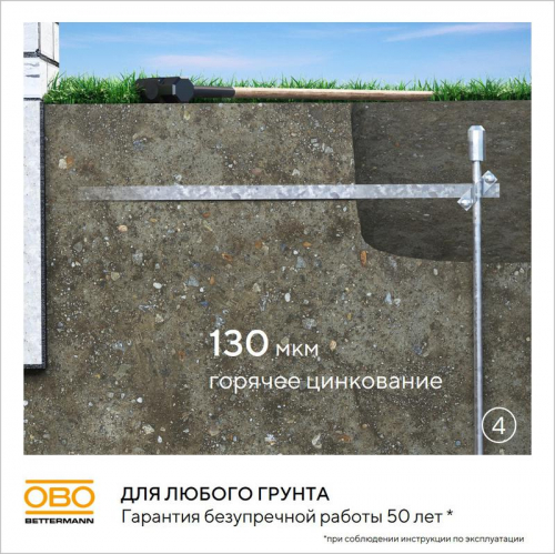 Комплект заземления безмуфтовый d16мм 6м FT OBO 6841193 фото 8