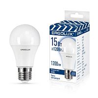 Лампа светодиодная LED-A60-15W-E27-6K 15Вт грушевидная 6500К холод. бел. Е27 220-240В ЛОН ПРОМО Ergolux 14784