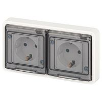 Розетка Эксперт 11-2523-01 2х2P+E гориз. IP55 16А-250В СУ бел. Эра Б0063276