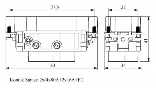 Штепсель 6 полюсов 4х80А; 2х16А (7-12) EMAS EB0812CF00 фото 2