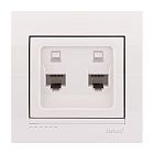 Розетка компьютерная 2-м СП Deriy RJ45 бел. LEZARD 702-0202-141